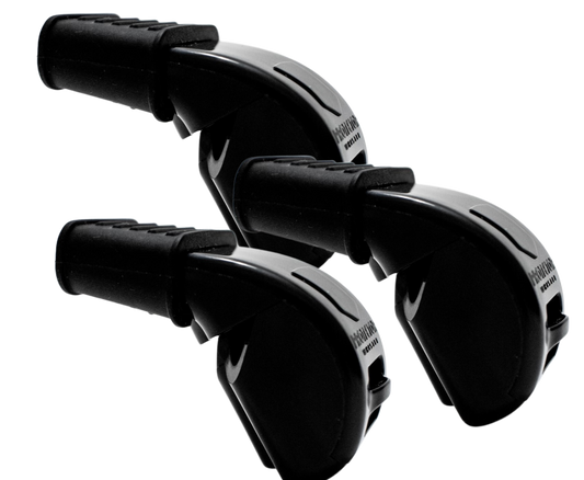 Collection of premium whistles for referees and umpires, available in various styles and materials, designed for clarity and durability during games
