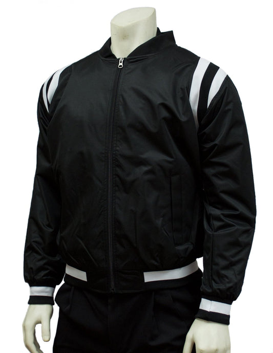 Collegiate Style Black Jacket w/ Black & White Side Insets