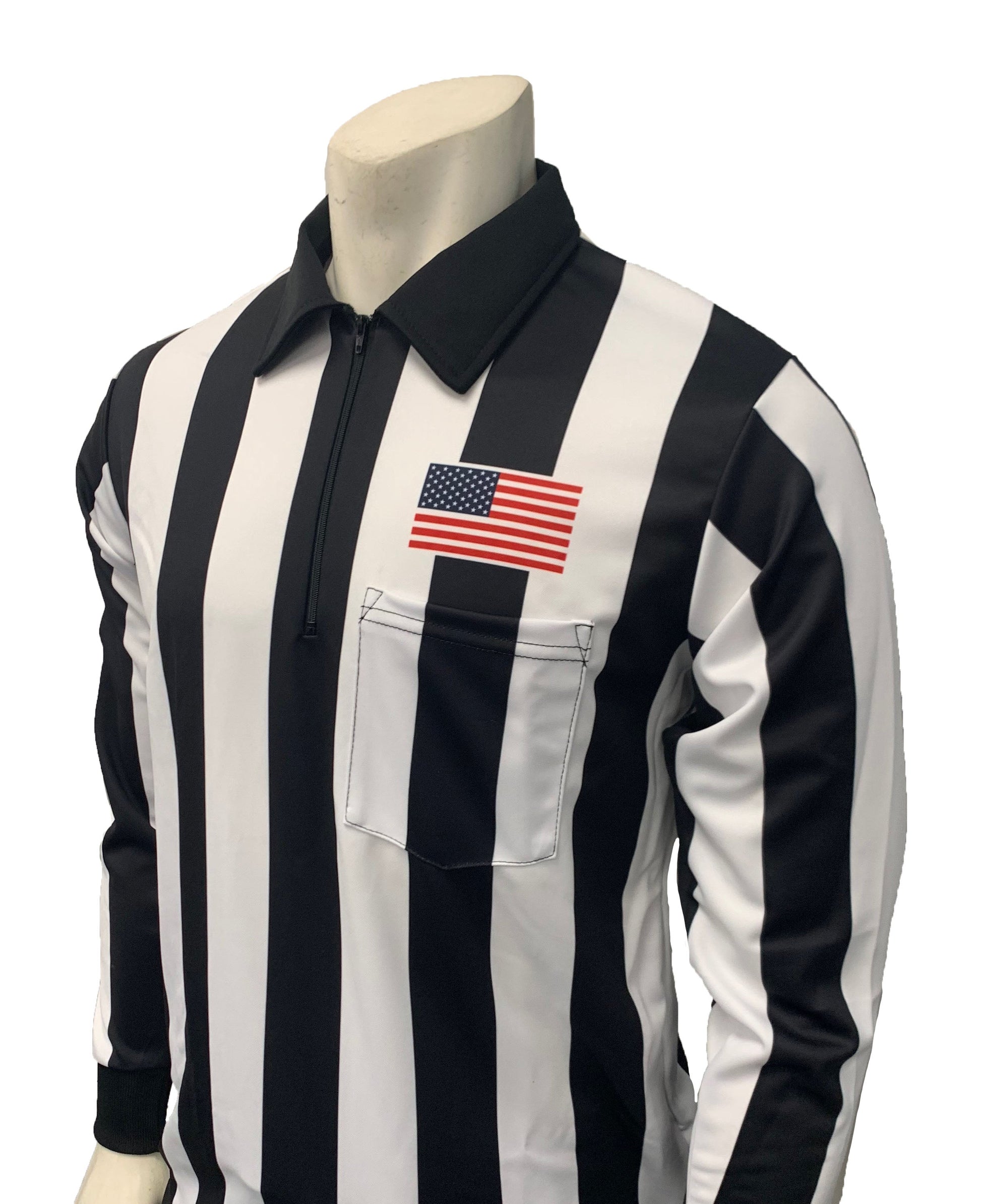 High-quality football referee shirt with black and white stripes, durable fabric, and moisture-wicking technology for comfort during games.